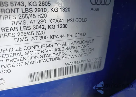 2022 Audi Sq5 Premium Plus Tfsi Quattro Tiptronic z USA, uszkodzony, nr VIN WA1B4AFY1N2113672